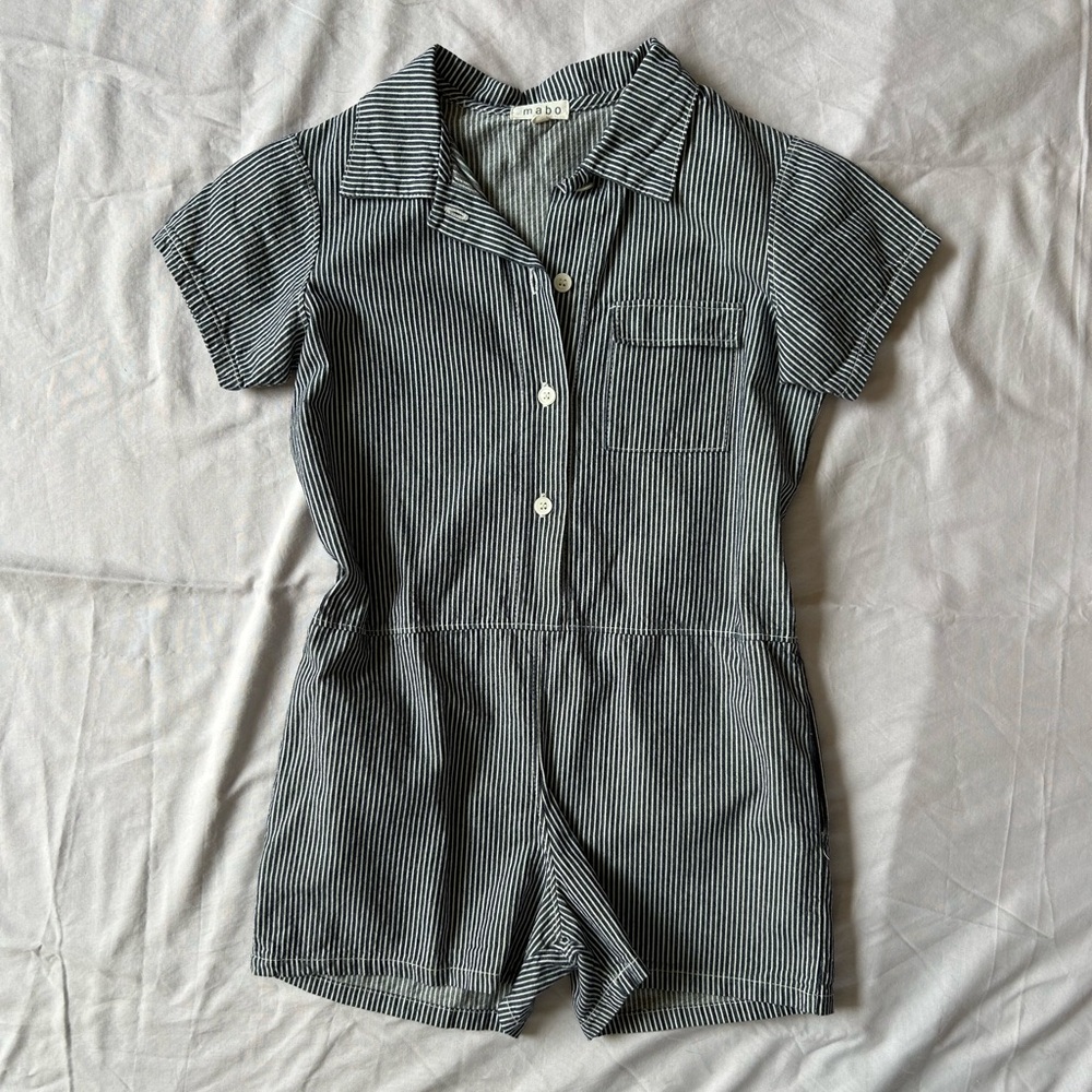 Mabo Kids Pinstripe One-Piece Romper, 10/11
